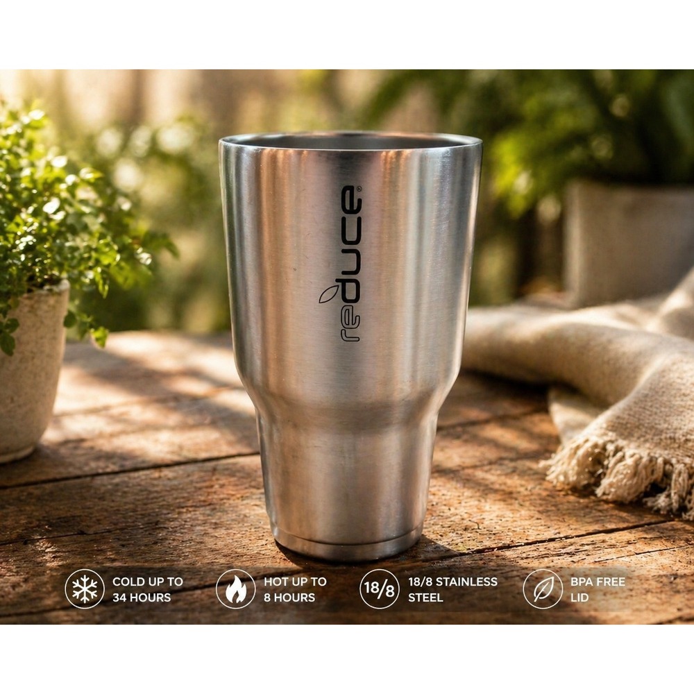 Reduce 30oz Vacuum Insulated Stainless Steel Tumbler Cup Brushed Silver No Lid